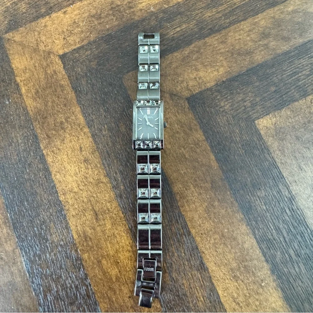 Fossil Gunmetal Watch with Crystal Accents